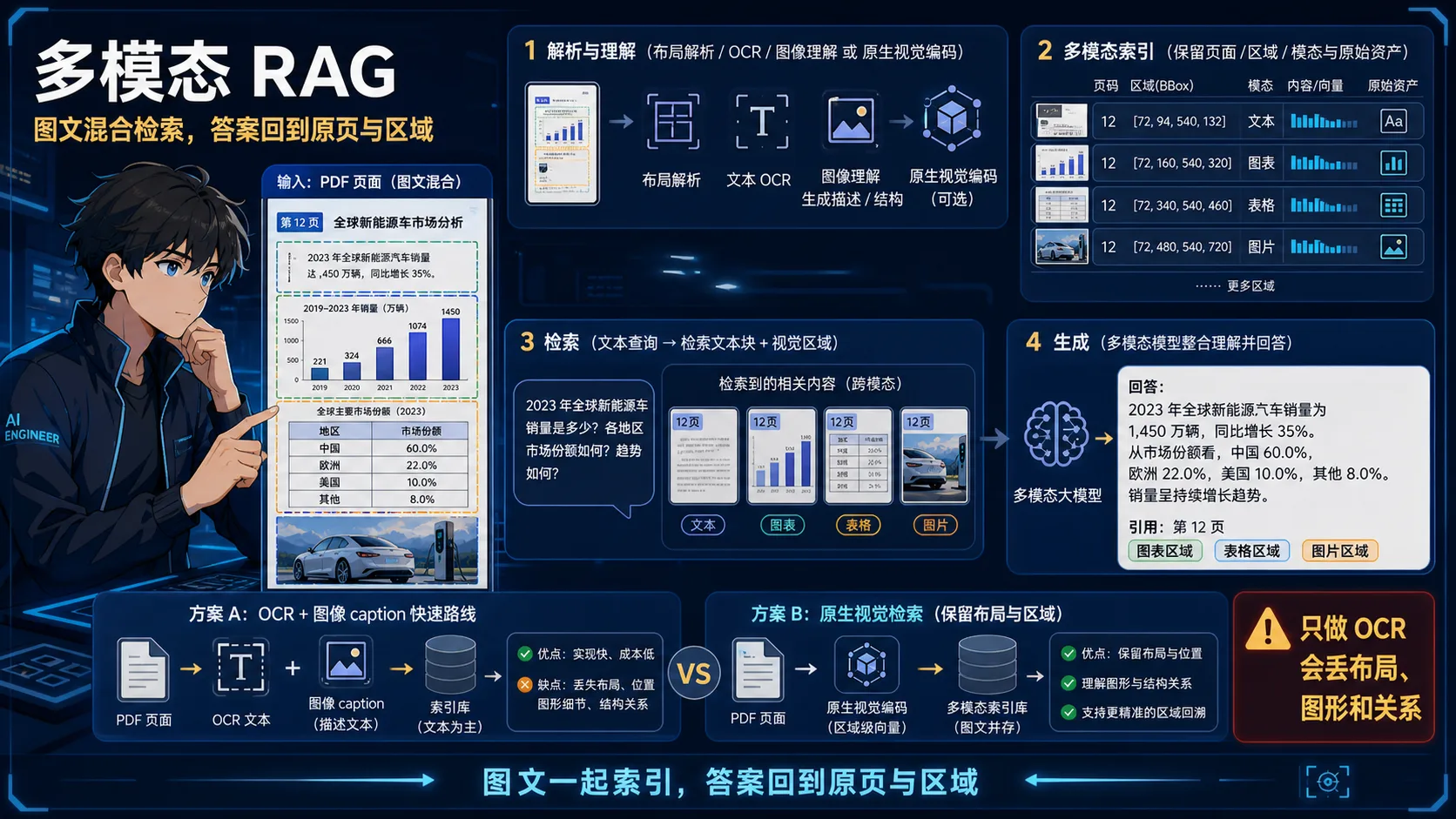 多模态 RAG 动漫知识图:解析文本、图表、表格和图片,保留页码区域与原始资源,跨模态检索并回到原页引用