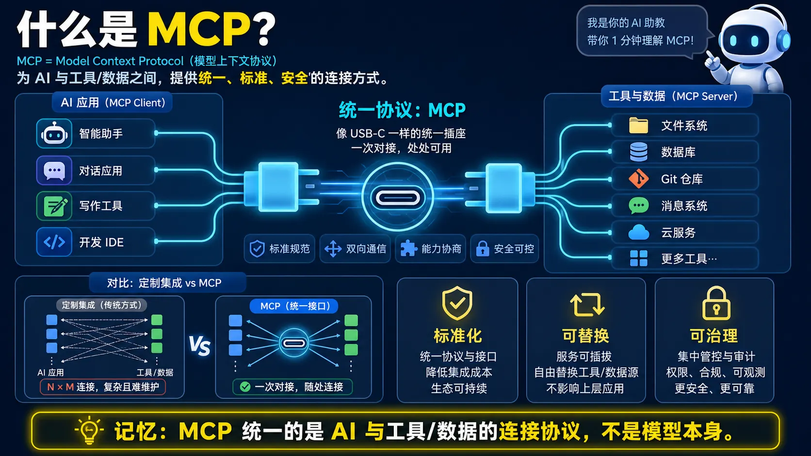 MCP统一连接模型、工具与数据图解