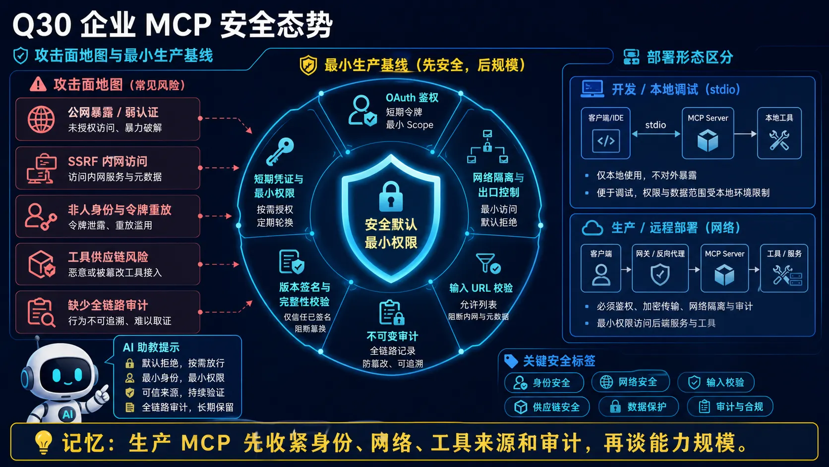 企业MCP身份网络工具来源与审计安全基线图解