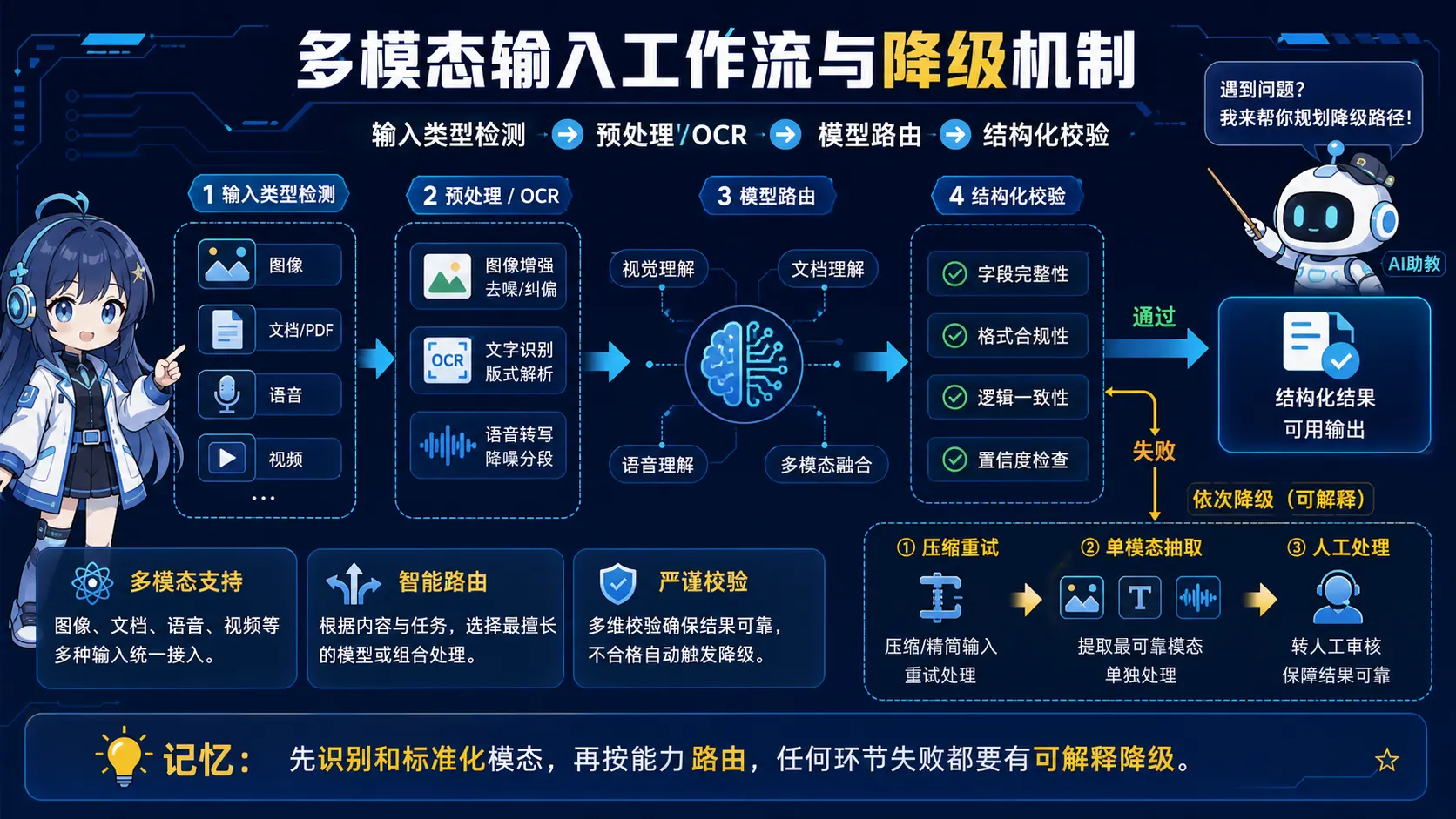 多模态输入处理、路由、校验与可解释降级链路图解