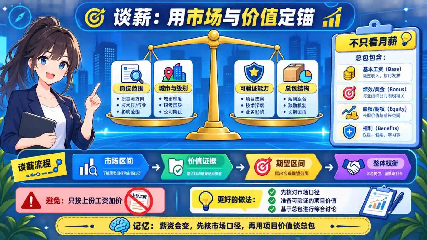 AI岗位依据市场口径项目价值和总包结构进行谈薪的决策图解