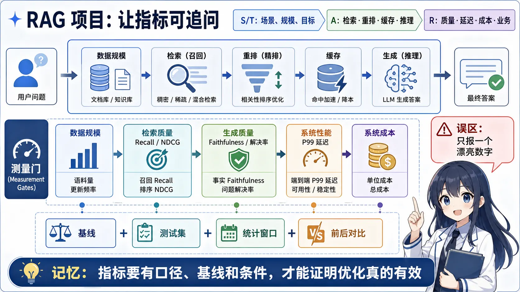 RAG项目用STAR串联检索生成性能成本指标及评测口径图解