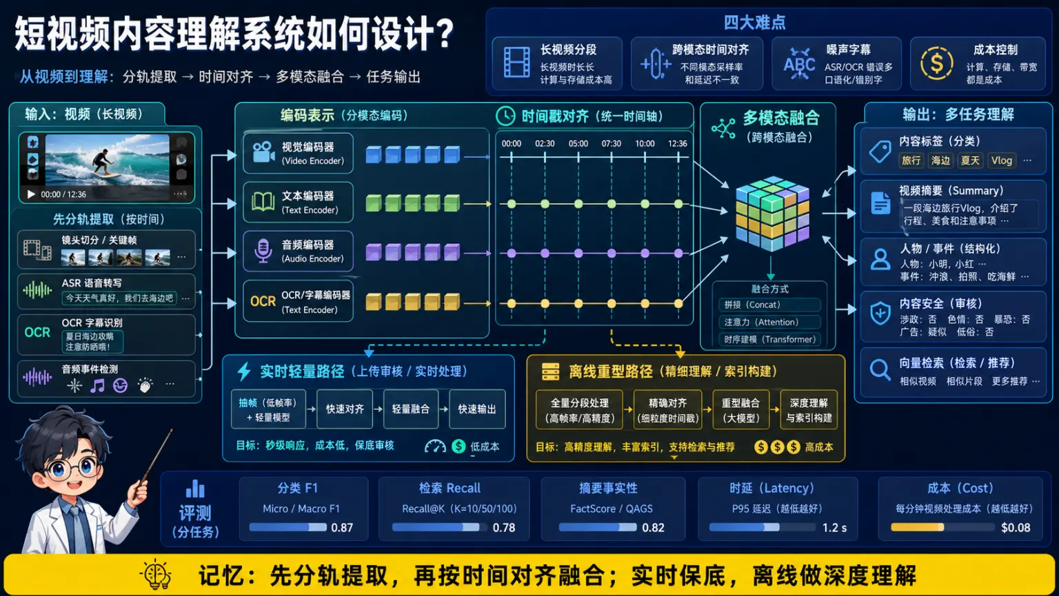 短视频视觉语音字幕音频分轨提取时间对齐融合与多任务输出图解