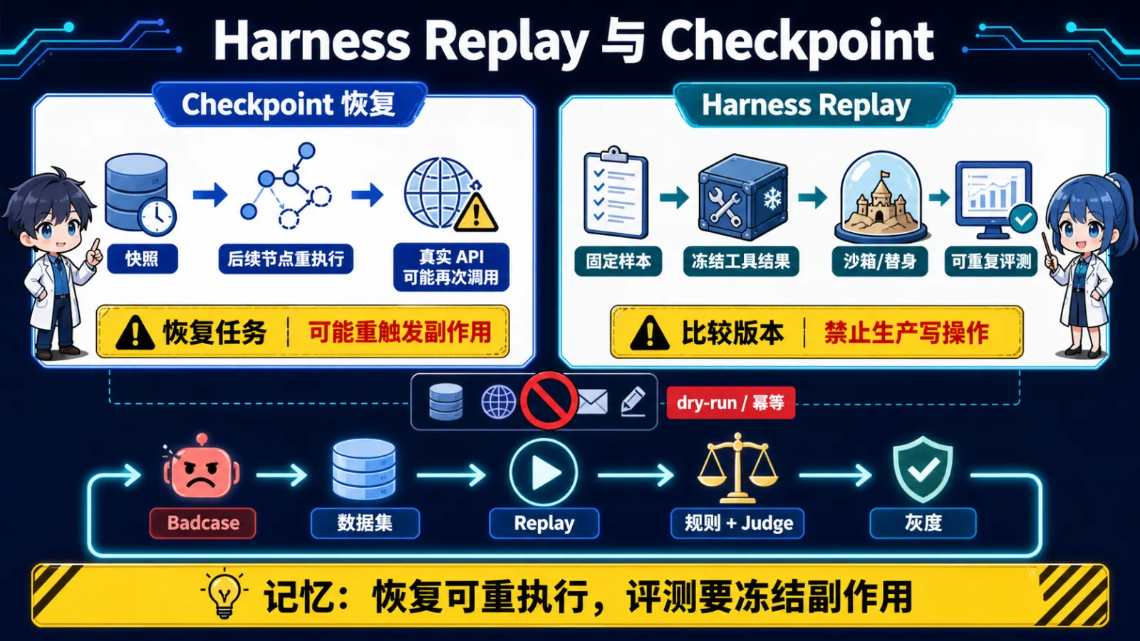 Agent Harness可重复回放与Checkpoint恢复边界图解
