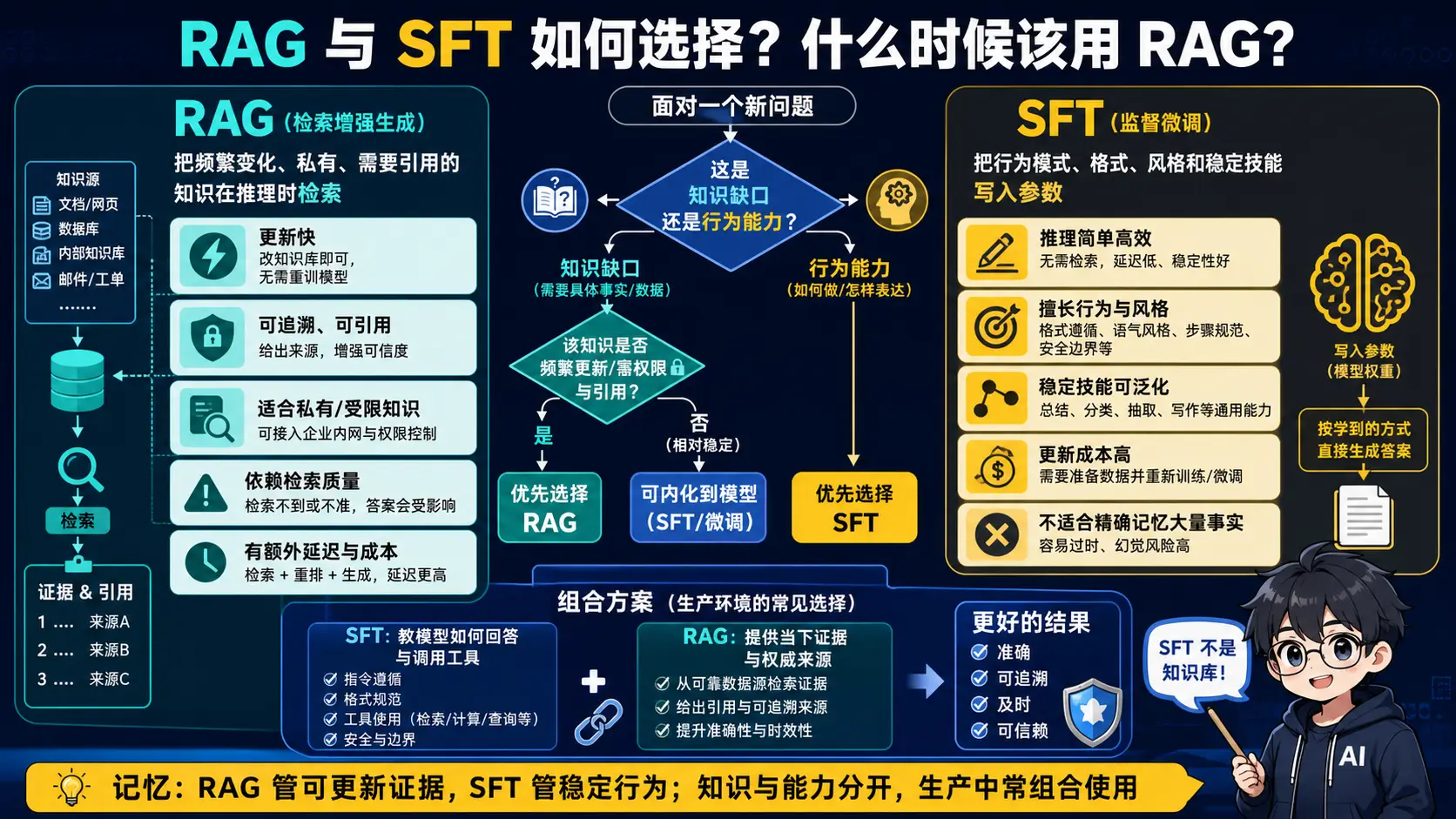 RAG 与 SFT 选型图解