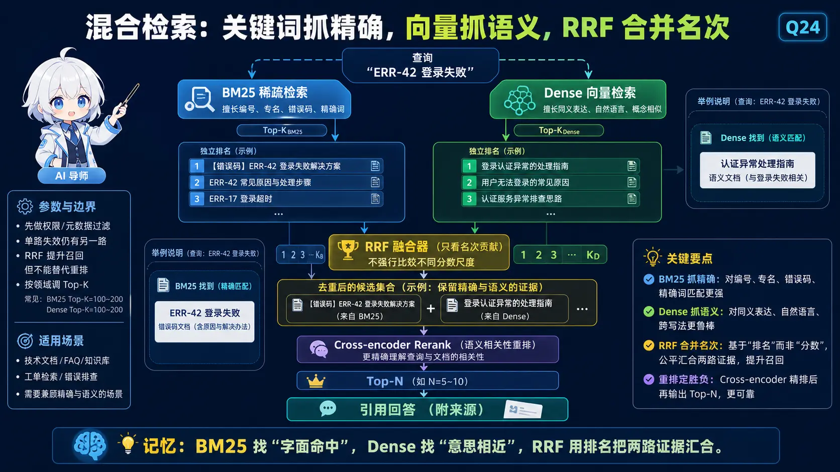 BM25 Dense 与 RRF 混合检索图解