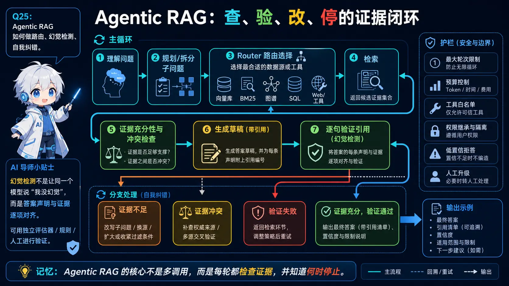 Agentic RAG 查验改停证据闭环图解