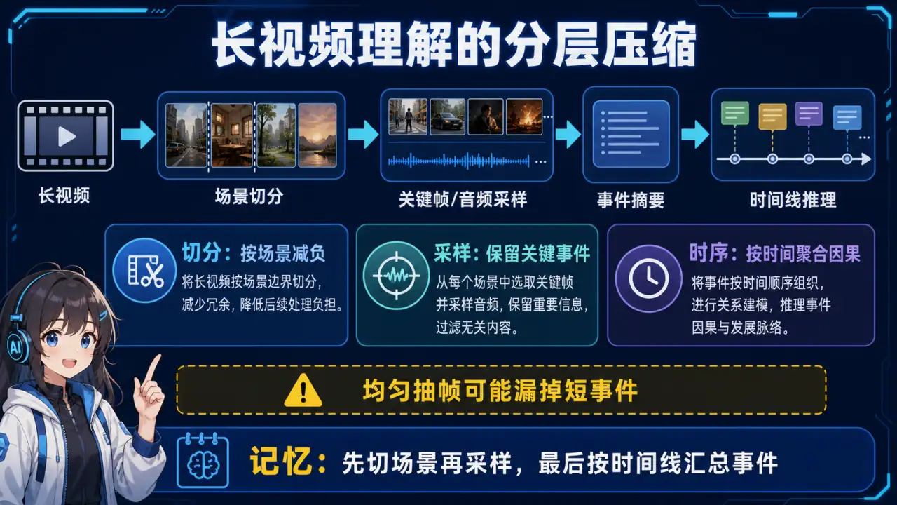 21 模块 Q10 教学图:视频理解Agent的核心技术是什么?如何处理长视频?