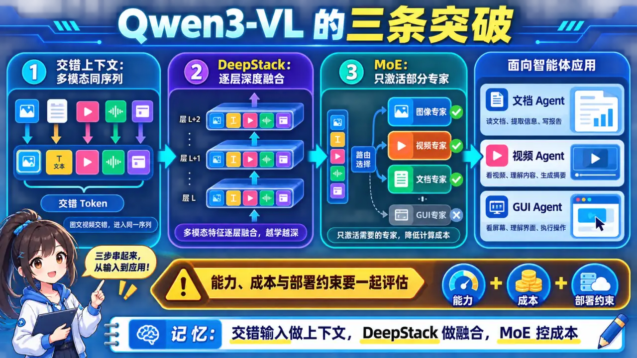 21 模块 Q13 教学图:Qwen3-VL有哪些核心突破?和GPT-4V/Gemini 2.5 Pro如何对比?