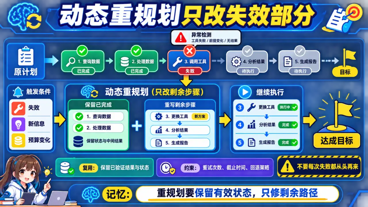 22 模块 Q6 教学图:什么是动态重规划?什么时候需要触发重规划?