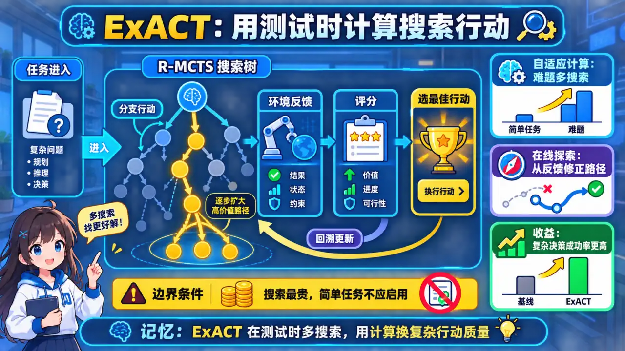 22 模块 Q14 教学图:ExACT 是什么?为什么测试时计算扩展是 2026 年 Agent 推理的核心方向?