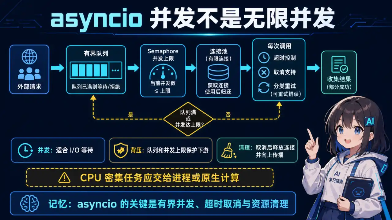 24 模块 Q1 教学图:Python asyncio / async-await 在 AI 应用中的最佳实践?