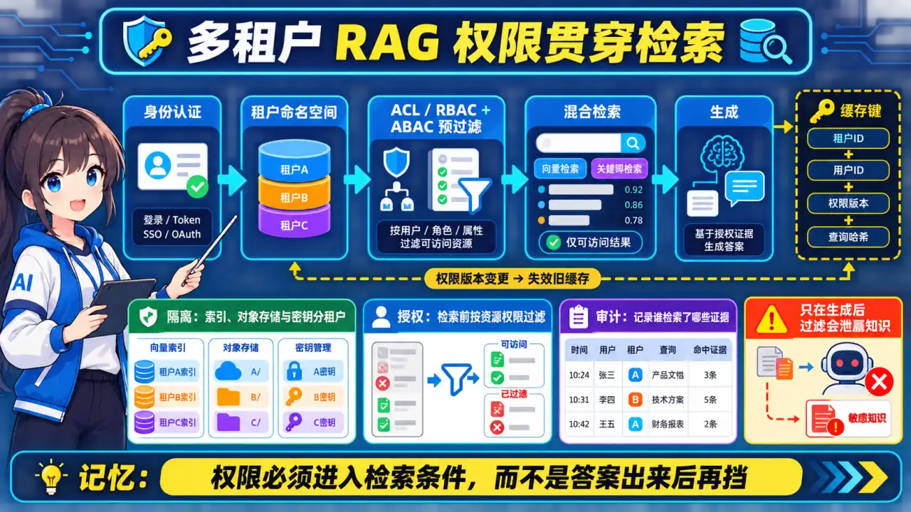 25 模块 Q2 教学图:设计企业知识库 RAG 平台(多租户 + 权限隔离)
