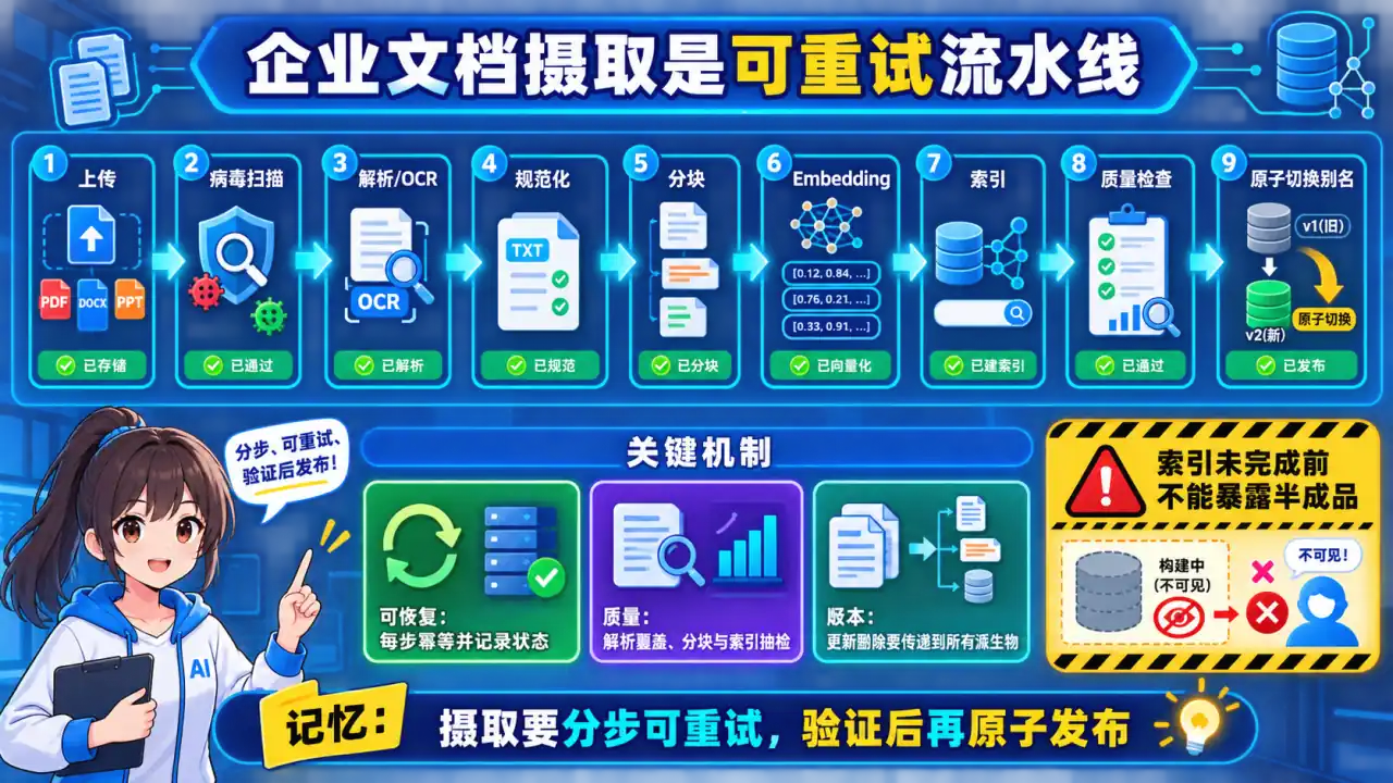 25 模块 Q7 教学图:设计一个大规模企业文档摄取与索引平台