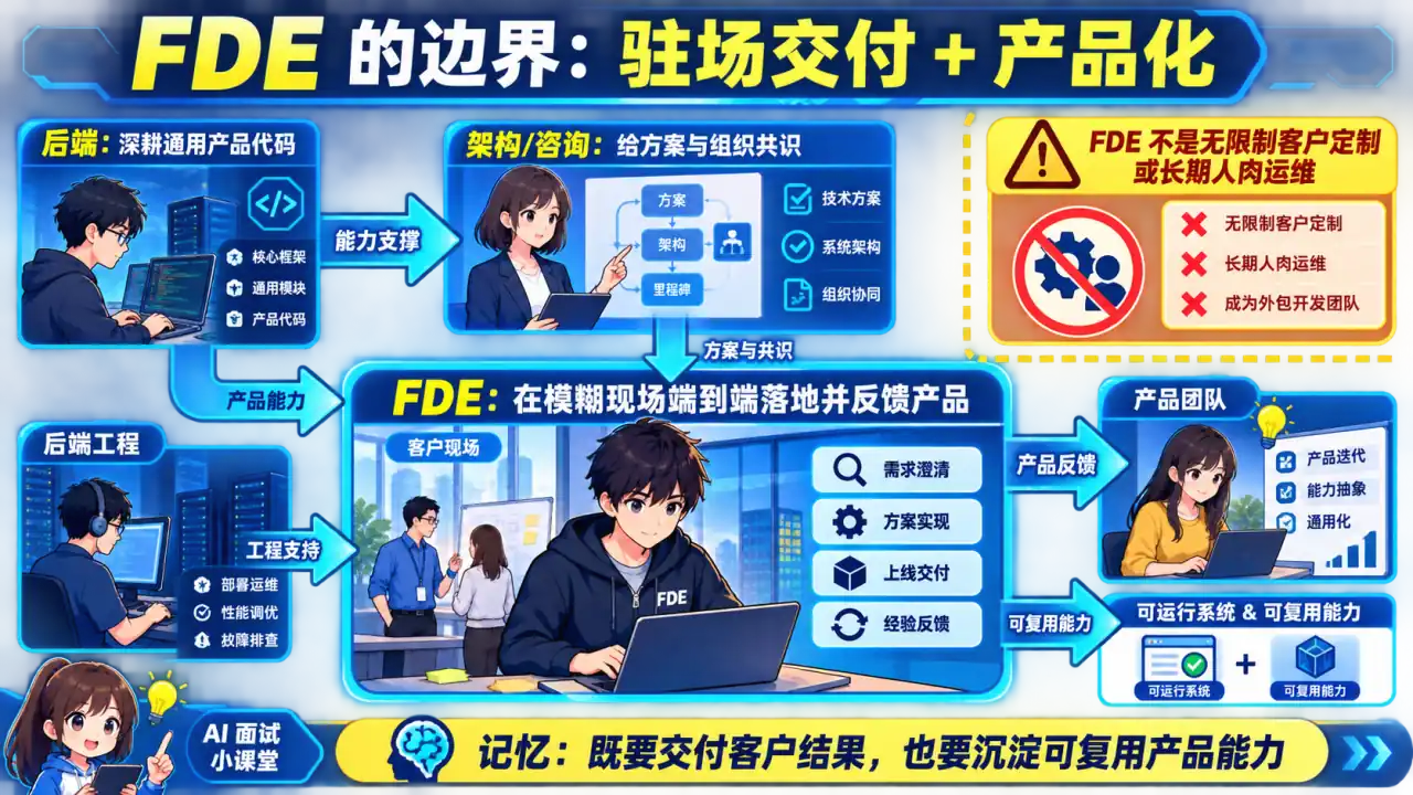26 模块 Q1 教学图:FDE 与后端工程师、解决方案架构师和咨询顾问有什么区别?