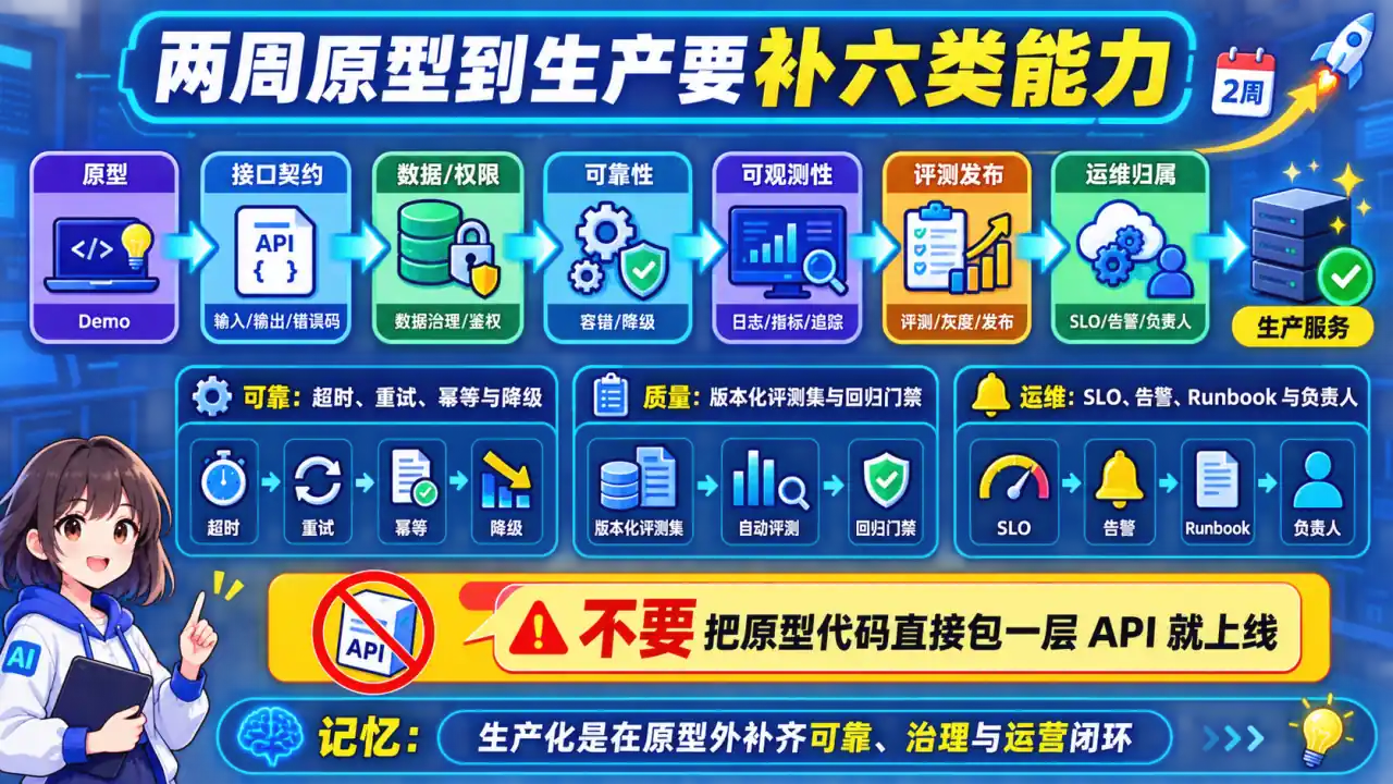 26 模块 Q11 教学图:如何把两周原型推进到可维护的生产系统?