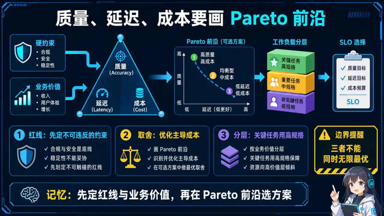 26 模块 Q16 教学图:客户同时要求更高质量、更低延迟和更低成本,怎么取舍?