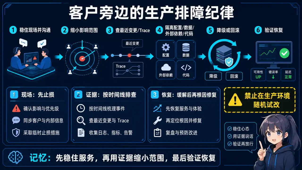 26 模块 Q21 教学图:客户正在旁边等待,生产集成突然失败,你如何排查?