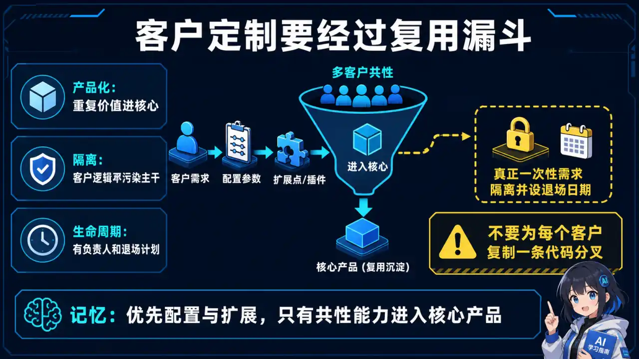 26 模块 Q26 教学图:如何平衡一次性客户定制与可复用平台能力?