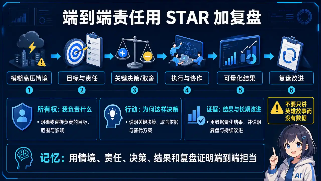 26 模块 Q30 教学图:请讲一个你在模糊、高压项目中承担端到端责任的经历。