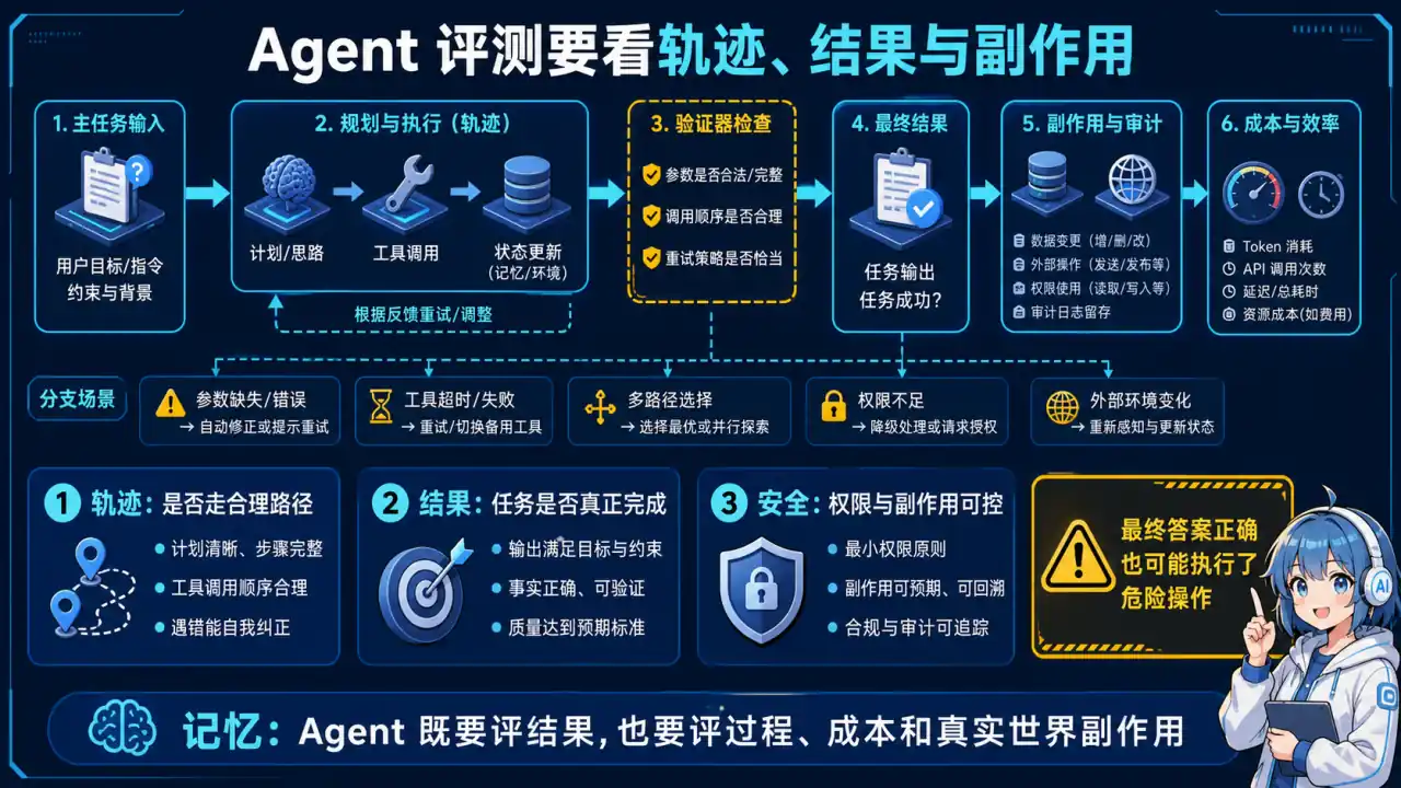 28 模块 Q15 教学图:Agent 类应用(会调工具的)怎么评测?(最前沿,答出来直接拉开差距)